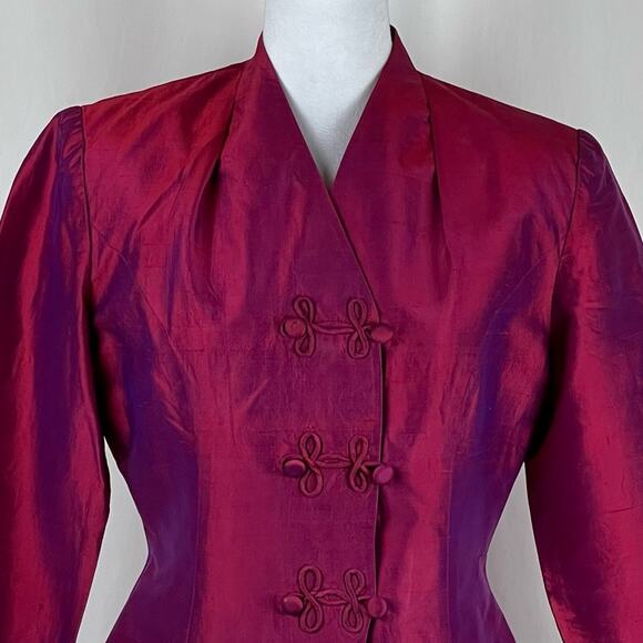 Adrianna Papell Iridescent Fuchsia Pure Silk Whimsical Glam Jacket NWOT Size 8 - Picture 3 of 12